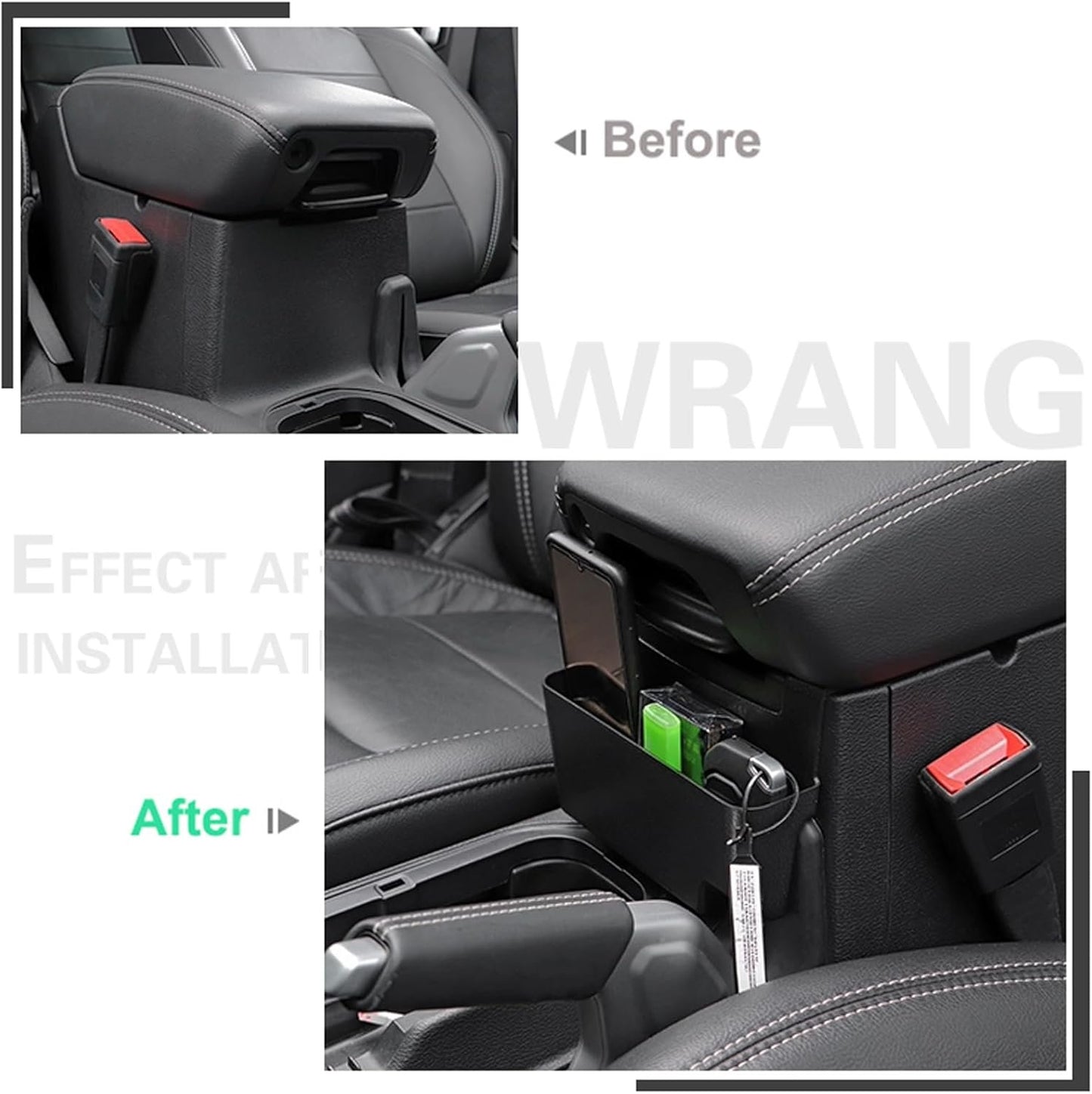 Wocch 2Pcs/Set JL Gear Shift Organizer Side Tray & Center Console Hanging Box for 2018-2024 Jeep Wrangler JL JLU & Gladiator JT Gear Shifter Side Storage Box Interior Accessories