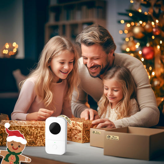 Phomemo Label Maker Machine, D30 2025 Upgrade Version Bluetooth Portable Label Markers,Sticker Printer,Labeler for Office Home School Organized,for Android iOS, 12mm (USB Rechargeable)-White