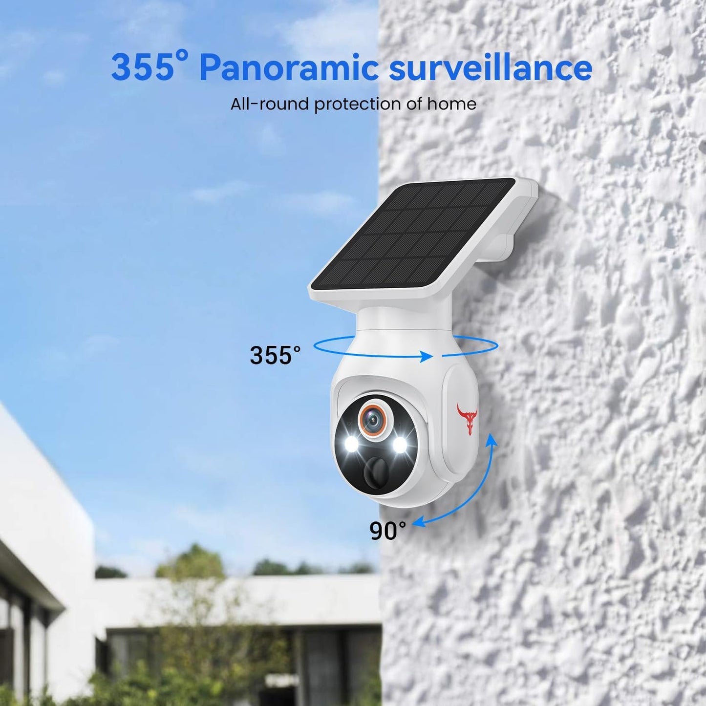 1080p WiFi Security Camera with Solar Panel, Battery Powered, Pan Tilt, AI Motion Detection, Night Vision, 2-Way Talk, IP65, Cloud Storage (Sold Separately), 2.4GHz WiFi Only