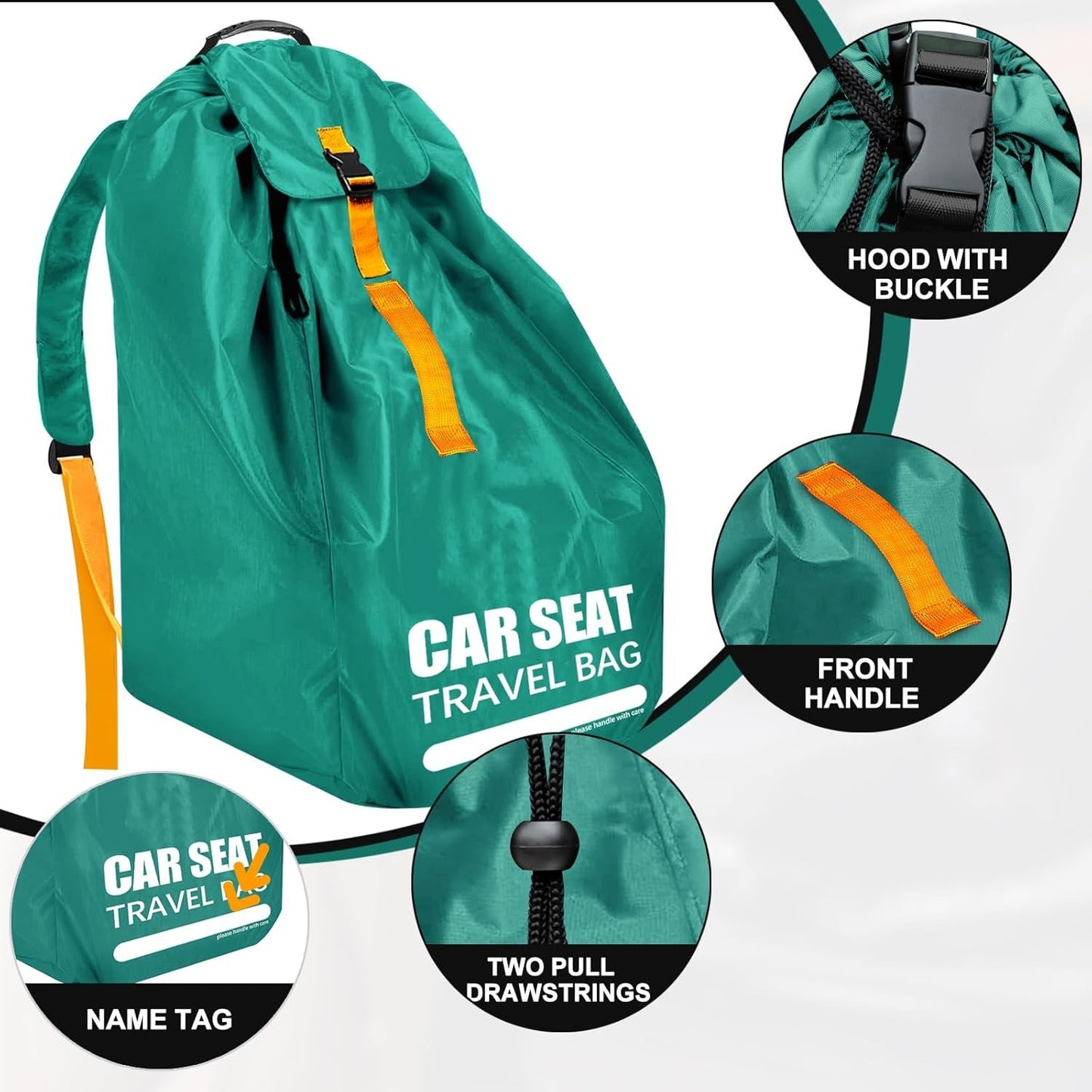 Car Seat Travel Bag for Airplane, Large Car Seat Bags for Air Travel with Padded Straps, Gate Check Storage Bag/Backpack for Car Seat Airport, Carseat Cover Travel-Baby Travel Essentials for Flying