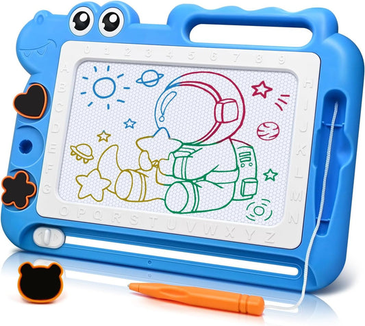Magnetic Drawing Board Toddler Toys Gift for 2 3 Year Old Girls Boys, Sketch Writing Doodle Pad Age 2-4 Travel Games, Educational Learning Kids Toys for Toddlers Birthday (Blue)