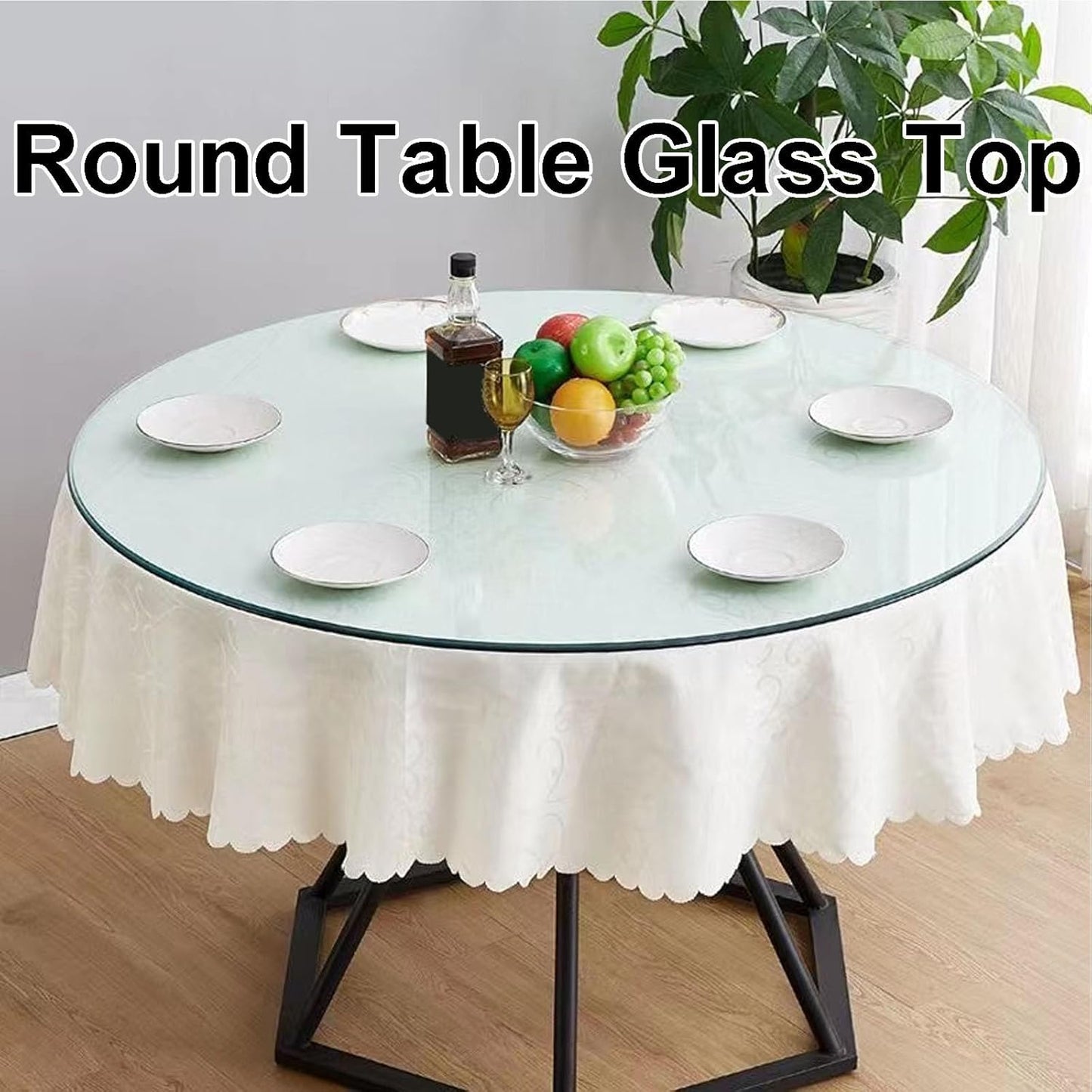 Tavola rotonda in vetro Dining, Tempered Glass Top, 40 cm-90 cm Sizes, Modern Design, Stylish Round Table for Kitchen, Dining Room, Glass Tabletop, Durevole ed Elegante