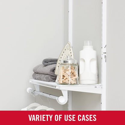 Rubbermaid Configurations Custom Closet Kit 2-4 Ft. Adjustable Metal Wire Shelving White Finish Expandable Organization System Hardware Included for Home Closet/Pantry/Laundry/Mudroom