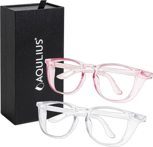 Aqulius Stylish Safety Glasses (2 Pack - Safety Goggles) Anti Fog Scratch Resistant, Blue Light Blocking Side Protection