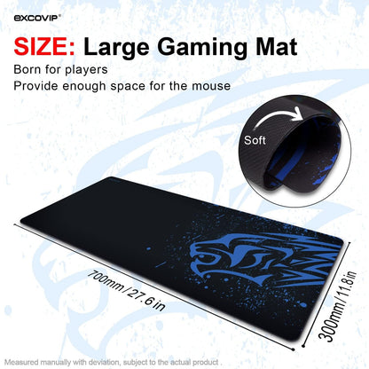 EXCOVIP Blue Leopard Large XL Gaming Mousepad desk mat gaming big mouse pads with designs lapboard keycaps office and gamers keyboard & mouse accessories gaming cool and nice mouse pad 3522 (70×30CM)-