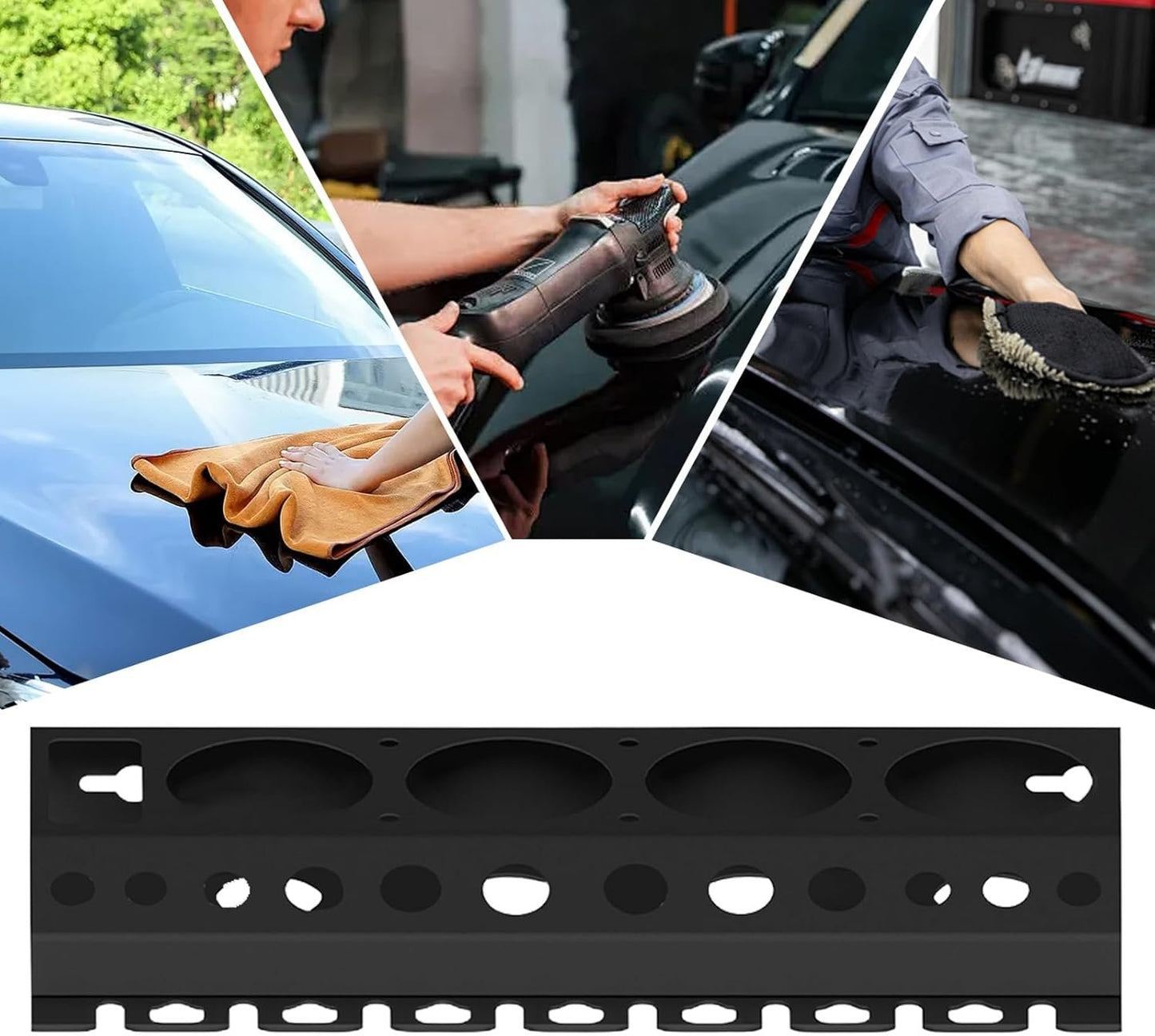 Spray Bottle Storage Rack, Wall Mount Auto Detailing Bottle Holder, Cleaning Tools Hanger, Car Beauty Shop Accessory, Wash Accessories Display 16.14 x 6.69 x 1.77 inches, For Garage