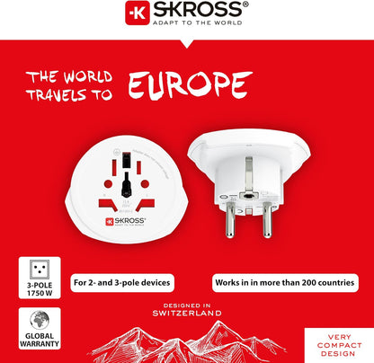 SKROSS Country Travel Adapter - World to Europe - white