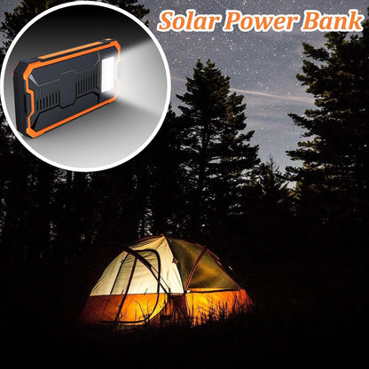 Solar Power Bank, Portable Power,6.34x3.11x0.67 inches 10000mAh Wireless Charger with Flashlight, Fast Charging Device for Outdoor, Travel, Camping, Hiking, Use