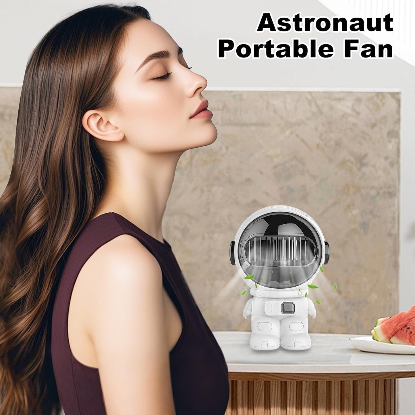 Bladeless Fan for Bedroom, Astronaut Shape Small USB Desk Fan, Personal Cooling Desktop Handheld Electric Tool Bladeless Portable Mini for Dormitory Home Kitchen Student Bedroom