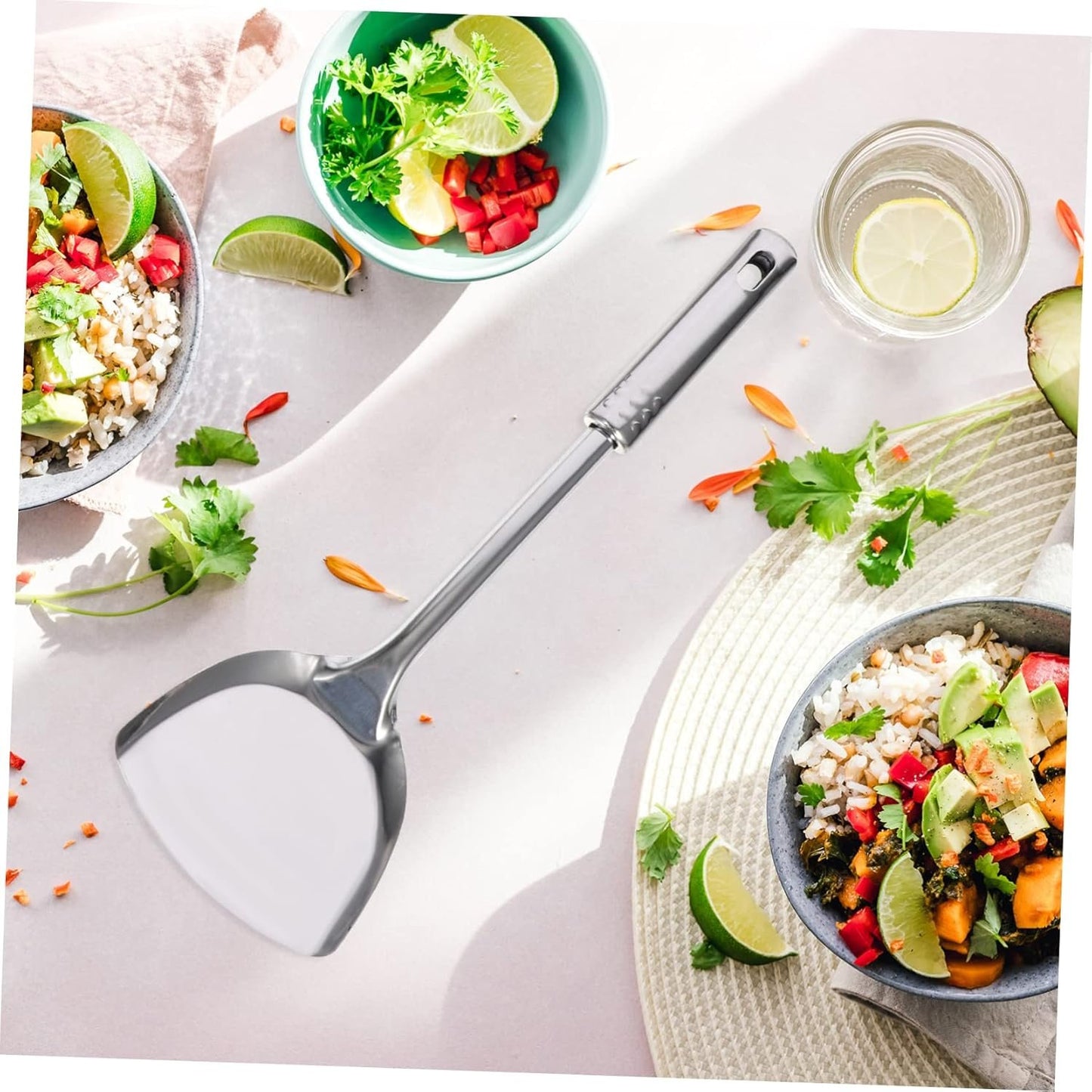 UTHCLO 7Pezzi Utensili Acciaio Inossidabile Gadget Per Cottura e Pentolame Include Schiumarola e Spatola Utensili Essenziali Per Cucina