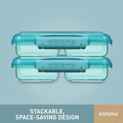 Sistema Ocean Bound Plastic Small Split Food Storage Container, 350 mL, BPA-Free, Teal or Blue (Not Selectable)