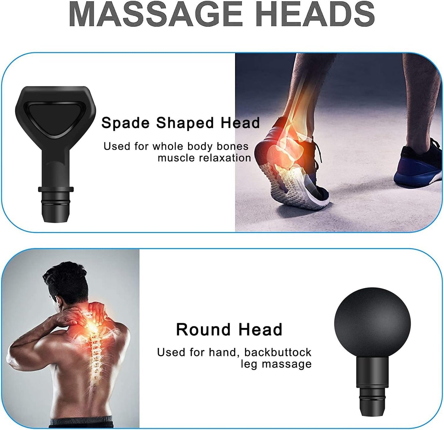 Massage Gun Heads for Hypervolt Go, Replaceable Massager Gun Attachment 8 Different Muscle Massager Heads Deep Tissue Percussion Plug and Play Salon Tools Home Pain Relief New Upgrade Massage Head