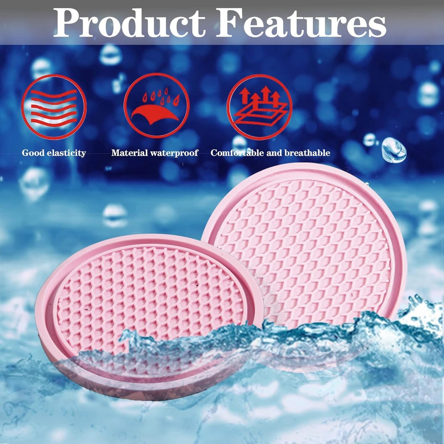 Sodcay 4 PCS Car Cup Holder Coaster, 2.75In PVC Anti Slip Cup Holder Insert Coaster, Honeycomb Waterproof Fixed Tea Coaster, Universal for Vehicle Interior Cup Mats (Pink) (SOBD0002PK-4PC)
