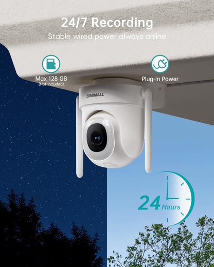 ZUMIMALL 5MP 5G Security Camera Outdoor Wired, 24/7 Recording Security Camera, WiFi Cameras for Home Security Outdoor, Plug-in Power, 360° Auto Tracking,Noise Detect,Cloud, Compatible with Alexa, IP66