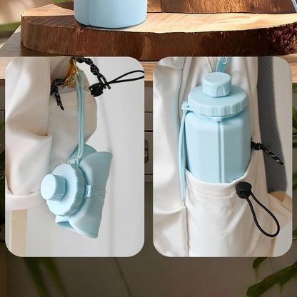 Travel Large Capacity Silicone Cup - 600ml Large Capacity Foldable Reusable Water Bottle,Leakproof Sports Drinking Cup with Lid for Family Friends Colleagues