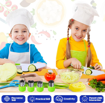 PELOSTA 18 Piece Play Kitchen Toys for Kids,Montessori Kitchen Tools for Toddlers Real Cooking,Kids Safe Knife,Gloves,Cutting Board,Scissors for Pretend Play,Birthday Gifts for Girls & Boys Age 3-8c