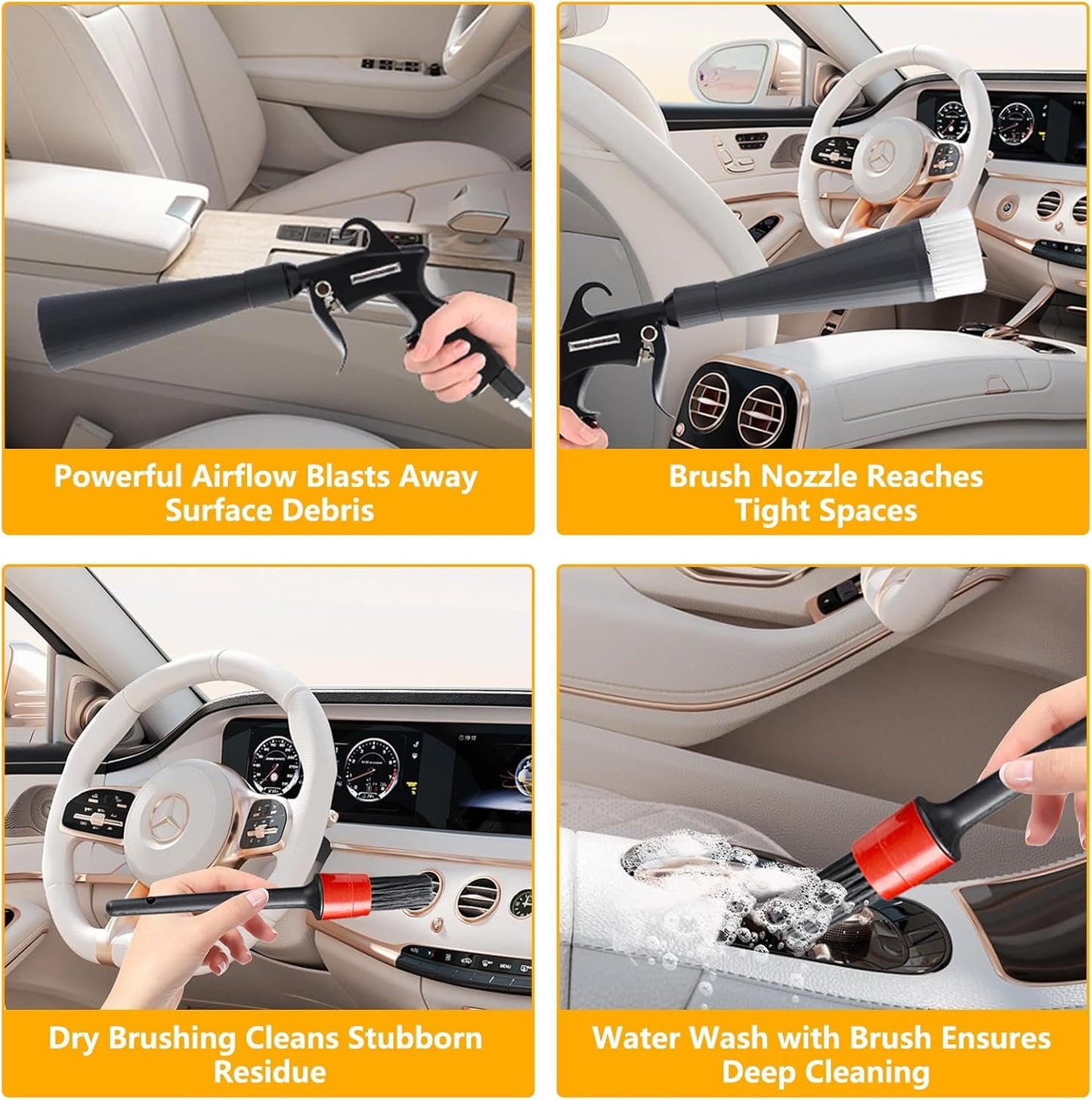 Tornado Detailing Car Cleaning Gun with Metal Nozzle | Interior Drying Air Blower | High Pressure Blower Gun | A Car Detailing Tools for Swiftly Removing Dirt and Dust with Air Flow