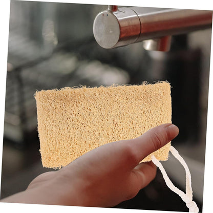 SHERCHPRY 4Pcs Natural Loofah Sponge Dish Scrubber Kitchen Multi Functional and Lightweight for Dishwashing