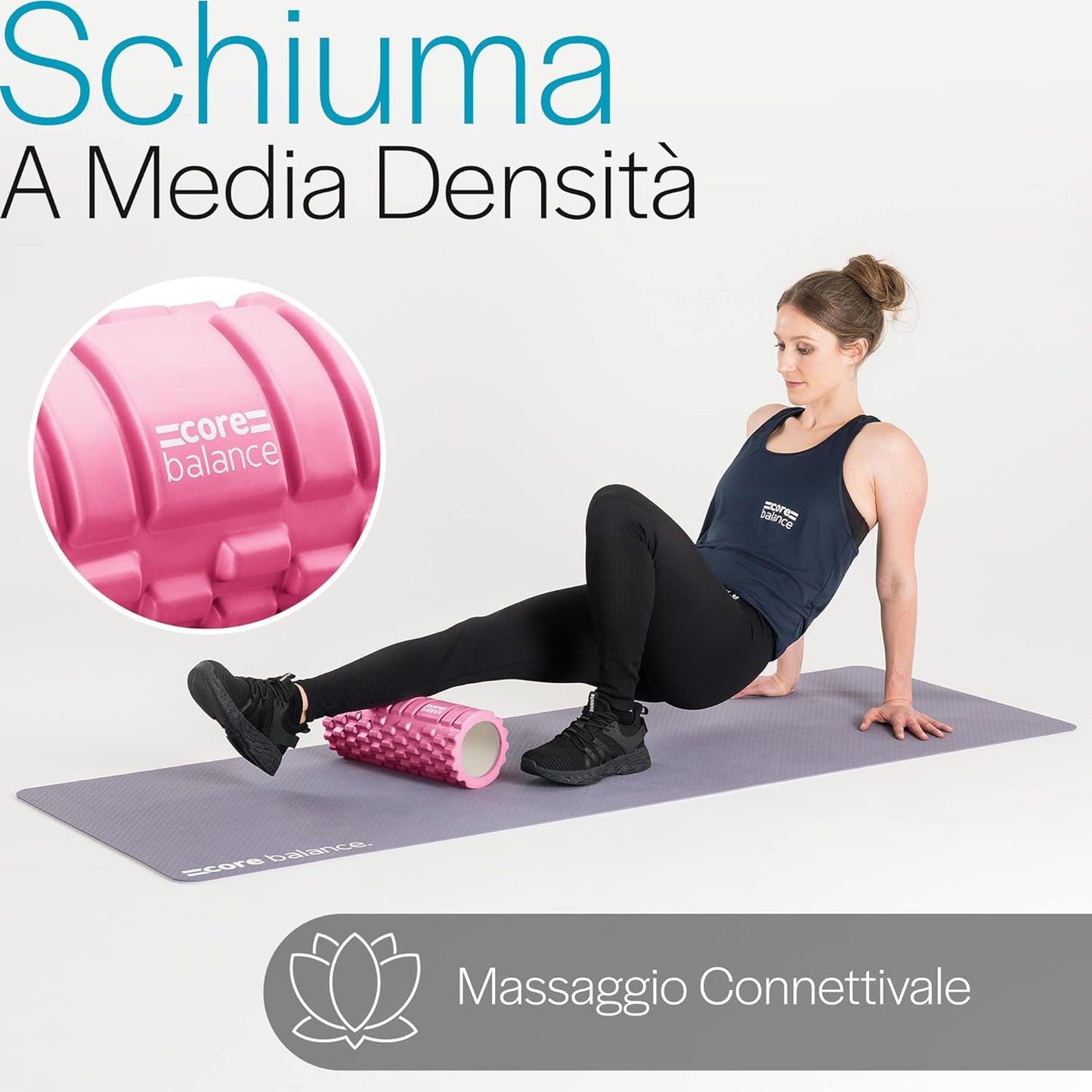 Core Balance Foam Roller - Foam Roller for Deep Muscle Tissue Massage, Trigger Point Massager, Muscle Self-Massage. Ideal for Physiotherapy Gym Yoga Pilates