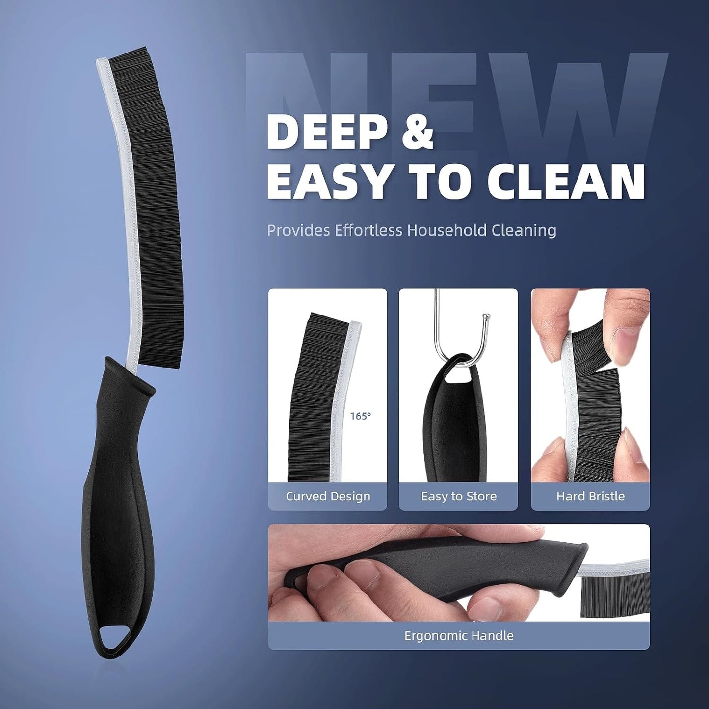 Cleangor Crevice Cleaning Brushes, Cleaner Scrub Brush Tool for Hard to Reach Tight Space, Home Essentials, Cleaning Supplies for Shower, Bathroom, Kitchen, Toilet, Window