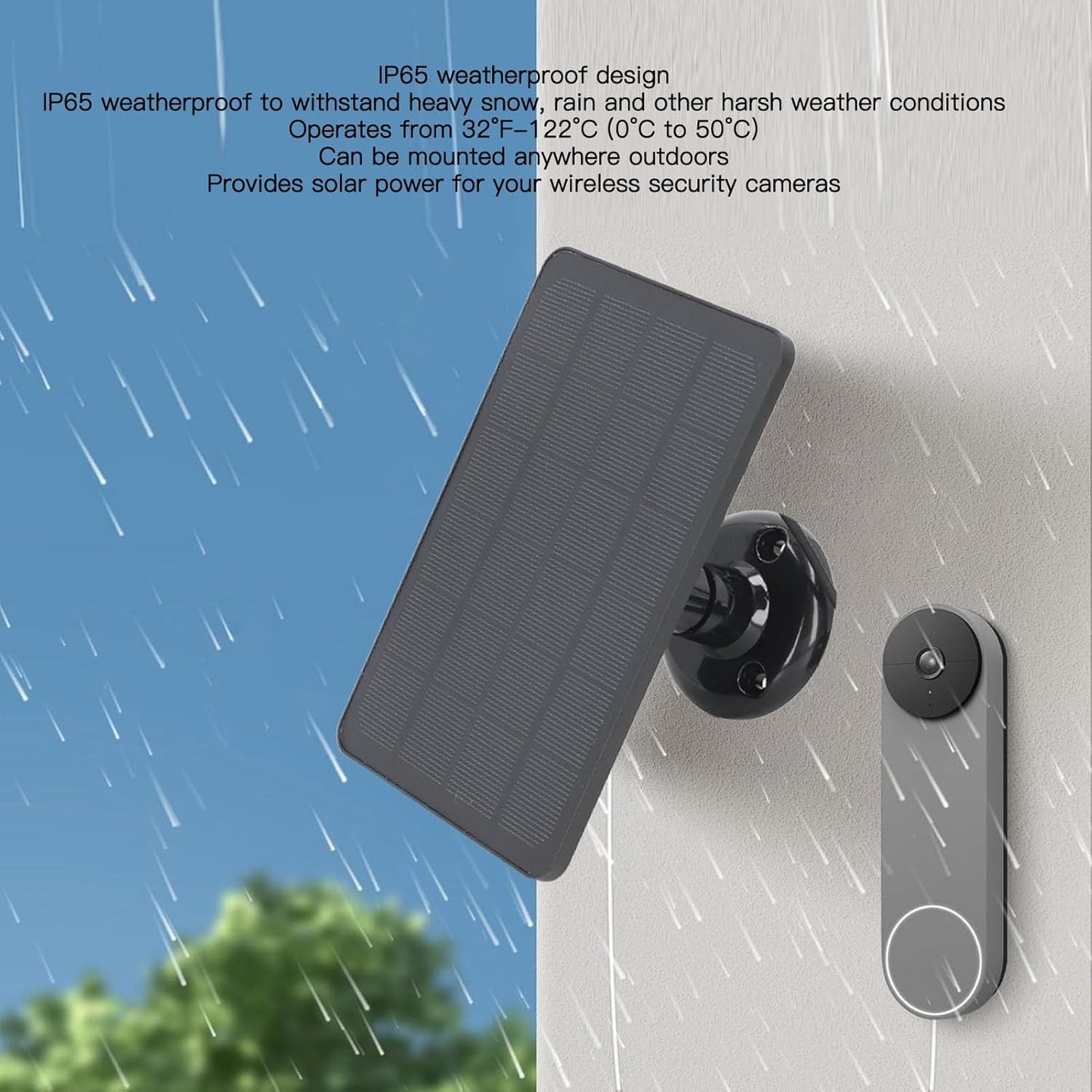 10W Solar Panel for Security Camera, 6V Waterproof Solar with 9.8ft Cable & 360° Adjustable Bracket, Solar Power Supply for Arlo Pro 3 for Pro 4 (Black)