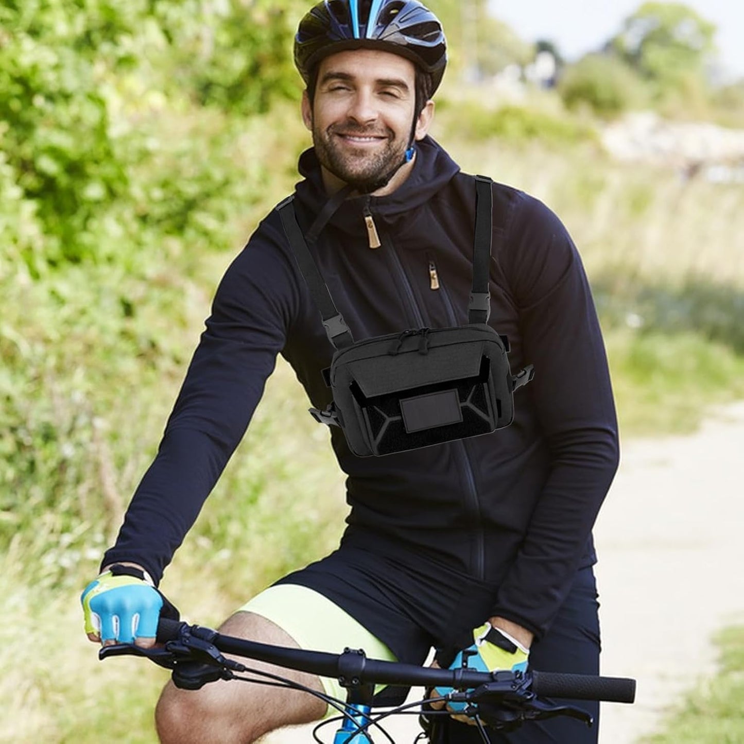 Running Chest Bag, Cycling Vest Pack, Black Khaki, Anti-Theft Harness, Oxford Utility Storage, Adjustable Strap Fit, Multi Pocket Outdoor Gear, for Hiking Fishing Travel
