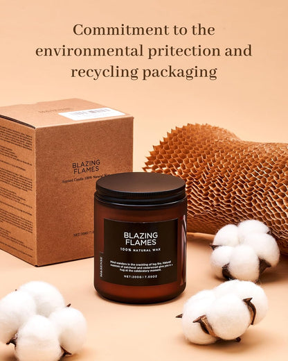 M&SENSE Blazing Flames Candle, 40 Hours Long Lasting Candle for Home Decor, 6.0oz Cade & Patchoulli Scented Candle, 2 Cotton Wick Natural Soy Wax for Celebration Holiday