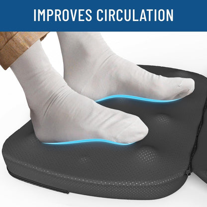 Everlasting Comfort Foot Rest for Under Desk at Work with Massage Nodes - Memory Foam Office Foot Stool & Under Desk Footrest Leg Elevation Pillow for Gaming & Home Office, Supports Posture