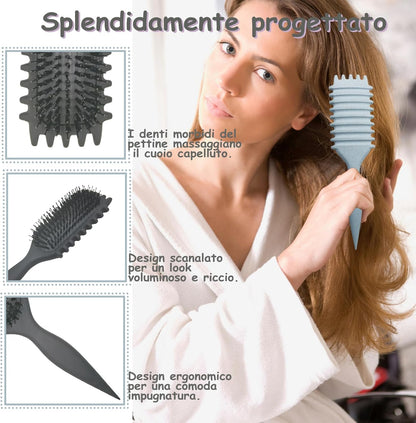 JOIYHY Curved Hair Brush, Curly Hair Brush, Brush for Hair Bounce, Professional Detangling Hair Brush for All Hair Types (Black)