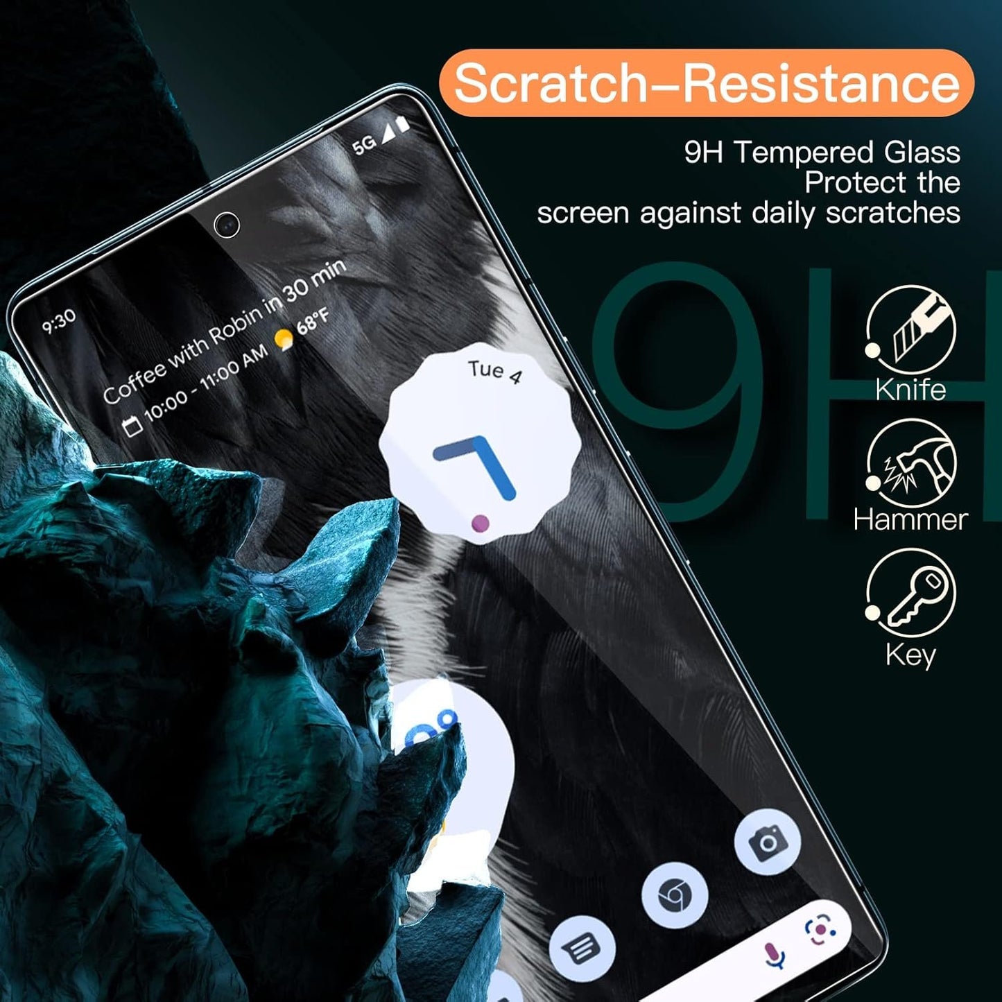 JETech Screen Protector for Google Pixel 7, Tempered Glass Film with Easy Installation Tool, Fingerprint Compatible, HD Clear, 3-Pack