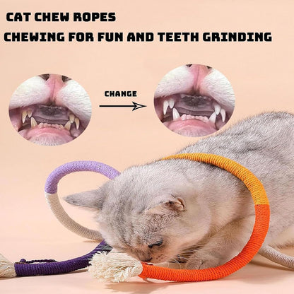 Generico Cat Chew Rope Toy, Kitten Teeth Cleaning Toy, 27.6 Inches Portable and Lightweight, 3 Interactive Bite Supplies for Small Medium Pets, Health Aid, Cats, Multicolor