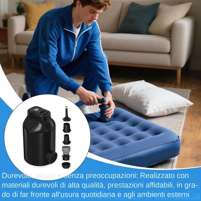 Air Pump, Electric LED Inflator, Portable Five-Nozzle Design, Compact Lightweight Build, Portable Blower for Sleeping Bags, Swimming Gear, Travel, Camping Use, 2.05x3.74 Inches