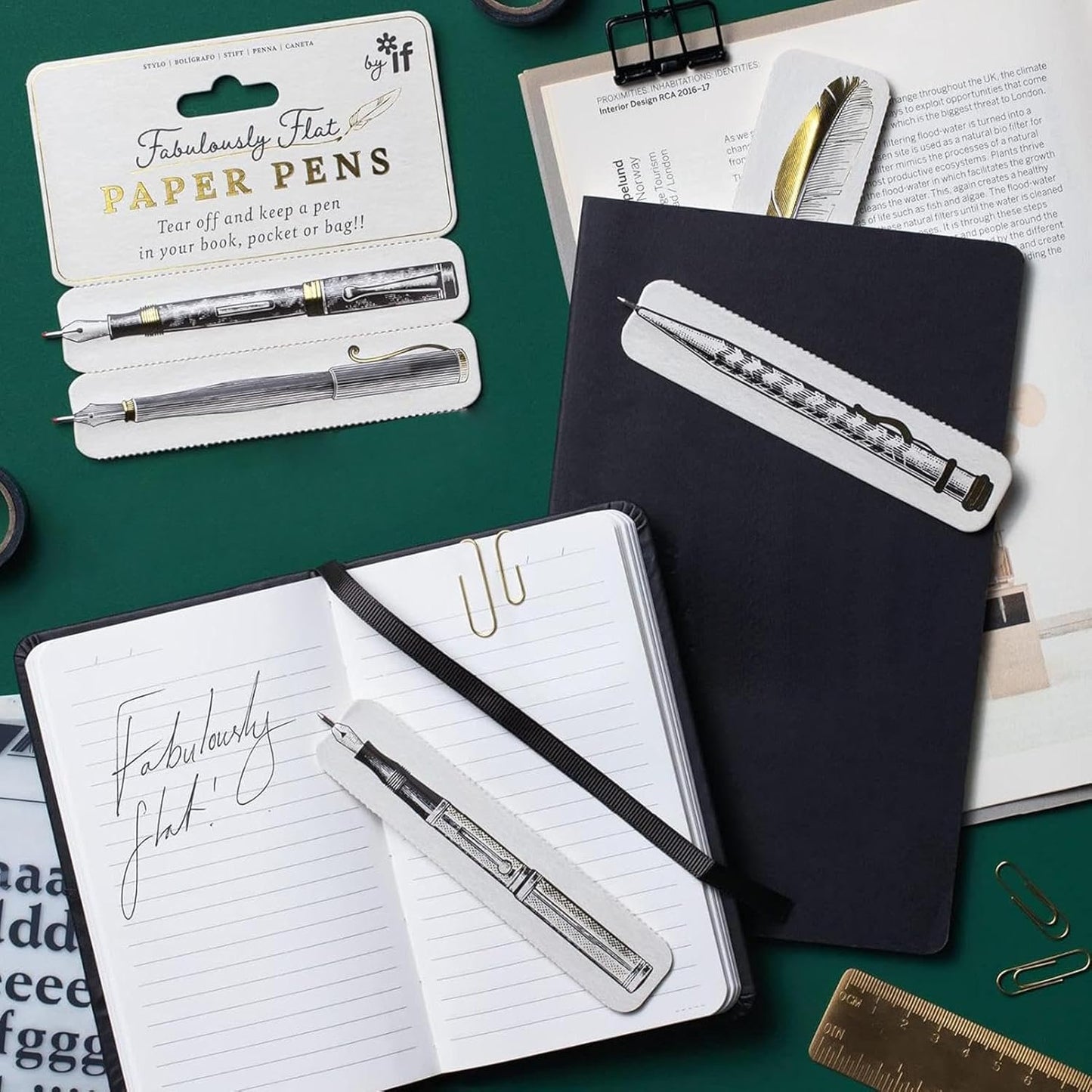 Bookmark Pen Flat,Bookmark Flat Writing Pen,Flat Paper Pen Black Ink Bookmark Taking Notes Pocket Size Home School Funny Pencil Stationery for Friends