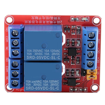 2 Channel Relay Module Optocoupler Isolation High Low Level Trigger for Home Automation (5V)