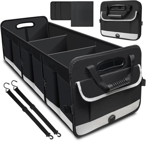 AOPHY Trunk Organizer for Car, 95L Large Capacity Storage with Non-Slip Bottom Strips and 2 Retractable Straps, Cargo Organizer for Suv, Truck, Sedan, Waterproof Portable Car Organizers for Women Men