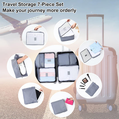 AiQInu 7-Piece Waterproof Packing Cube Set Travel Organizer for Clothes, Shoes, Underwear