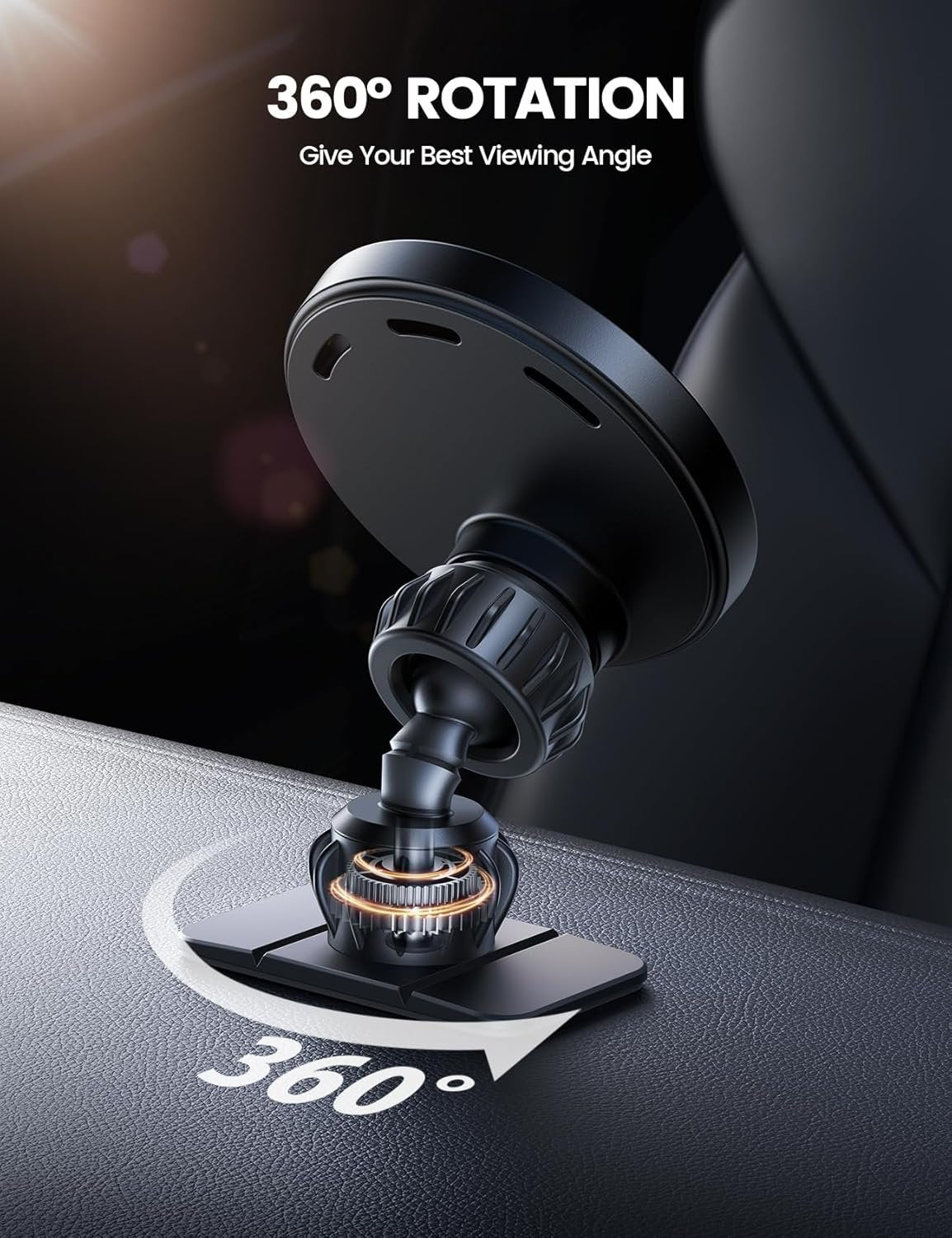 Lamicall 15W Wireless Car Mount Charger - [3-in-1 Upgraded Intelligent Chip] 360° Wireless Car Phone Holder Charger Vent Dashboard Magnetic Car Charger for iPhone 16 Pro Max Black