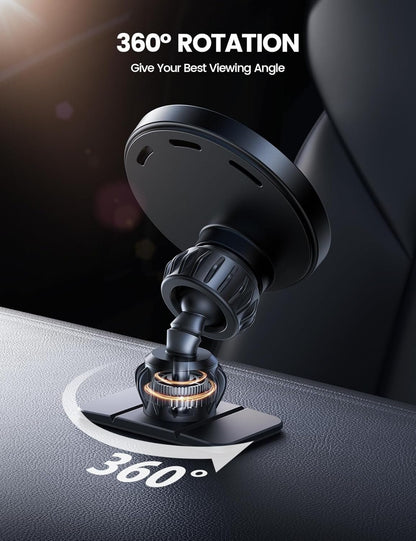 Lamicall 15W Wireless Car Mount Charger - [3-in-1 Upgraded Intelligent Chip] 360° Wireless Car Phone Holder Charger Vent Dashboard Magnetic Car Charger for iPhone 16 Pro Max Black