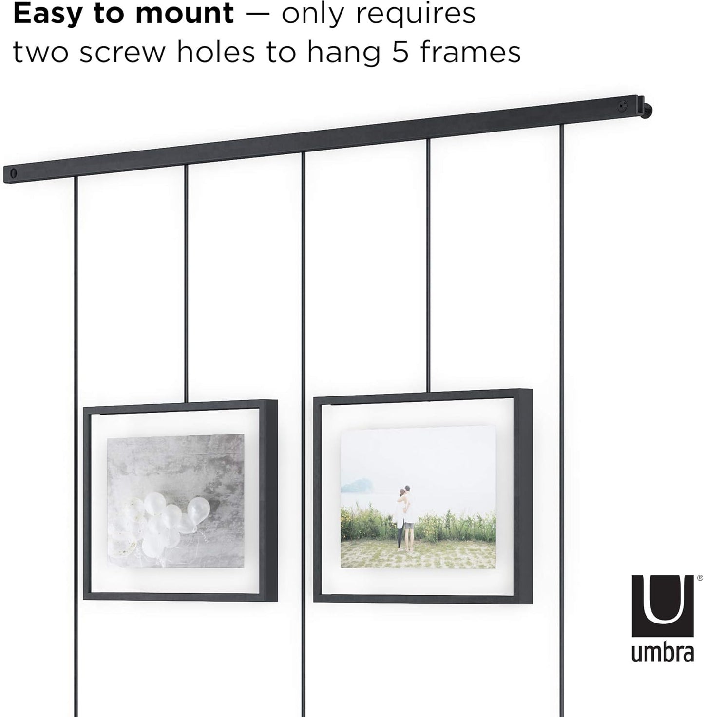 Umbra Exhibit Picture Frame Gallery Set (Holds Two 4 x 6 inch and Three 5x7 inch Images), 11x14 (Floats 8-1/2x11), Black