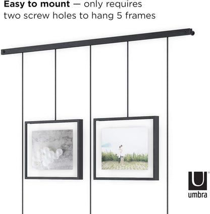 Umbra Exhibit Picture Frame Gallery Set (Holds Two 4 x 6 inch and Three 5x7 inch Images), 11x14 (Floats 8-1/2x11), Black