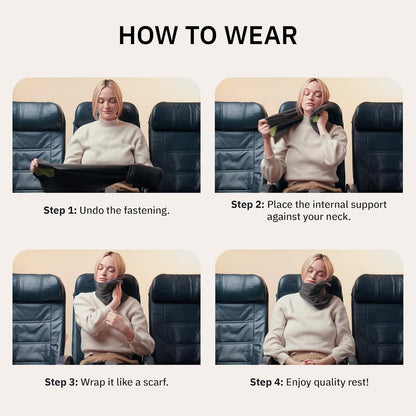 trtl Travel and Airplane Pillow - Real Sleeping Experience on Long Flights - Neck and Shoulder Support - Super-Soft, Lightweight, Easy-to-Carry - Machine-Washable Flight Pillow - Black