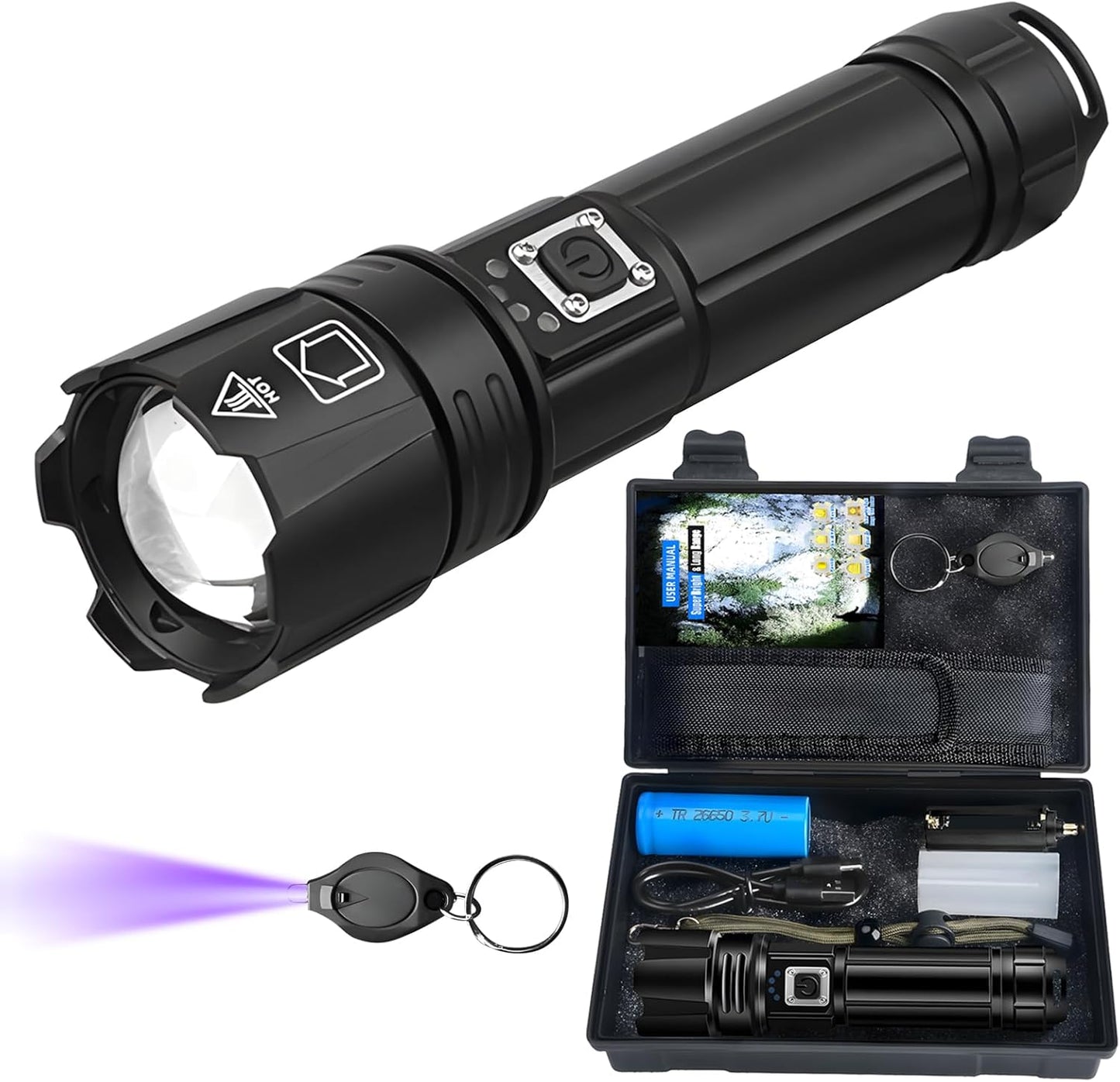 LED Torch Rechargeable Flashlight, 20000 Lumen XHP70.2 Super Bright Torch, Handheld Torch Flashlight, High Powered Torches, Waterproof Powerful Tactical Flash Light for Emergency Camping Hiking Gift