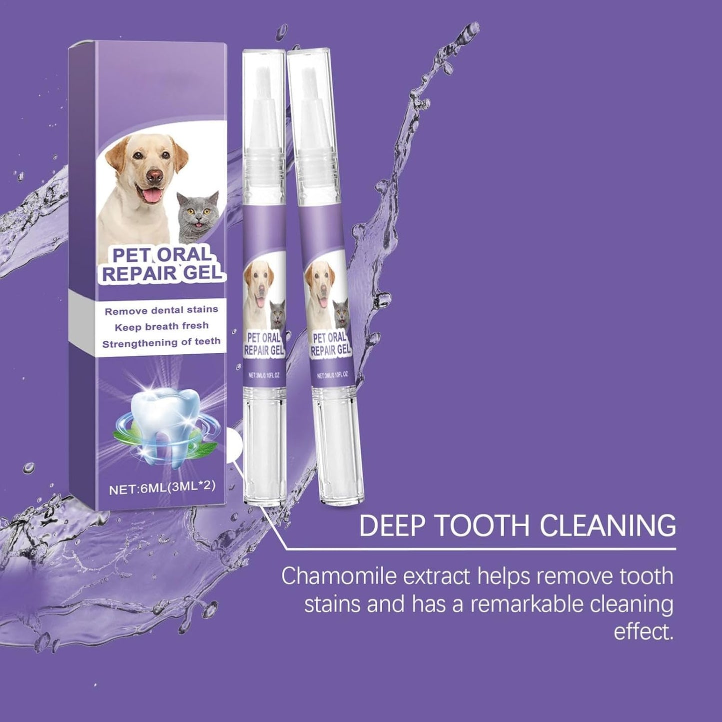 Pet Smile Toothpaste for Dogs, Pet Oral Repair Gel for Dogs, Dog Toothpaste TartarRemover, Best Oral Care Gel Freshening Breath Gel for Dogs and Cats 6ml 1.3x12.6cm/0.51x4.96
