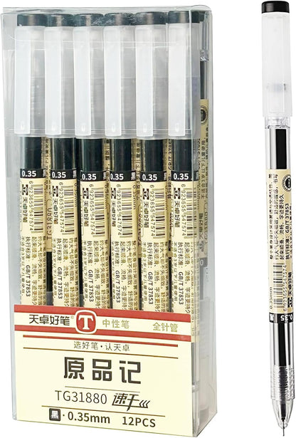 Penagic Japanese Ink Pen, 0.35 mm Fine Point, Black Gel, Extra Fine Tip, Korean School Stationery Supplies