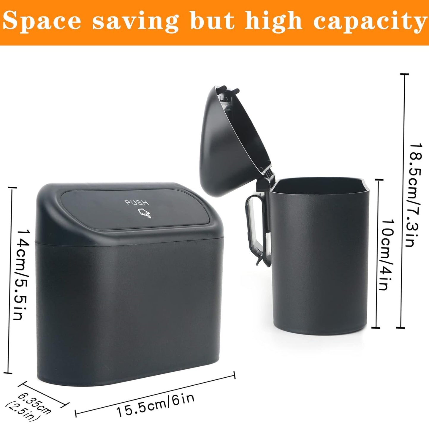 Car Trash Can Bin with Lid Small Leakproof Car Garbage Can Mini Vehicle Trash Bin w/ 40pcs Car Trash Bags Garbage Dustbin Organizer Container for Car Office Kitchen Bedroom Home (1)
