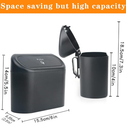 Car Trash Can Bin with Lid Small Leakproof Car Garbage Can Mini Vehicle Trash Bin w/ 40pcs Car Trash Bags Garbage Dustbin Organizer Container for Car Office Kitchen Bedroom Home (1)