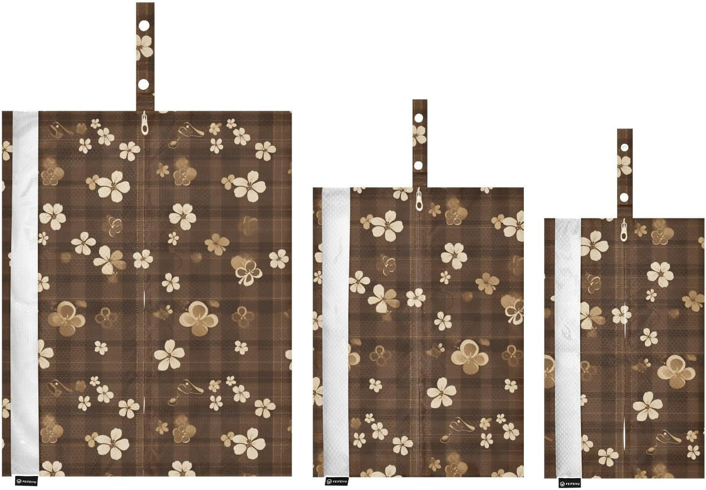 Clovers Brown Plaids 3pcs Travel Packing Storage Bags Portable Folding Closet Organizer Plastic Storage Bags Office Storage & Organization