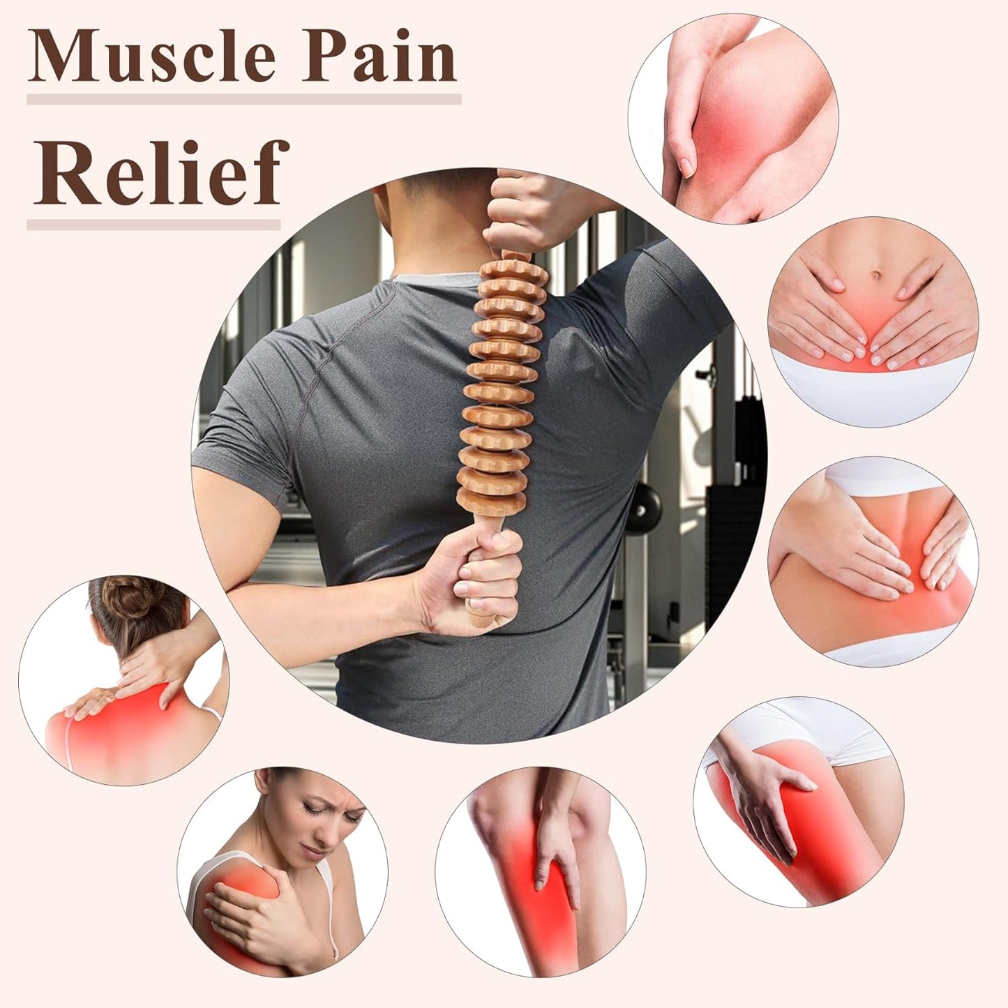 Wooden Massage Roller Wood Therapy Massage Tools Manual Massage Stick Lymphatic Drainage Massager for Maderoterapia, Anti-cellulite, Body Sculpting,Pain Relief(Curved)