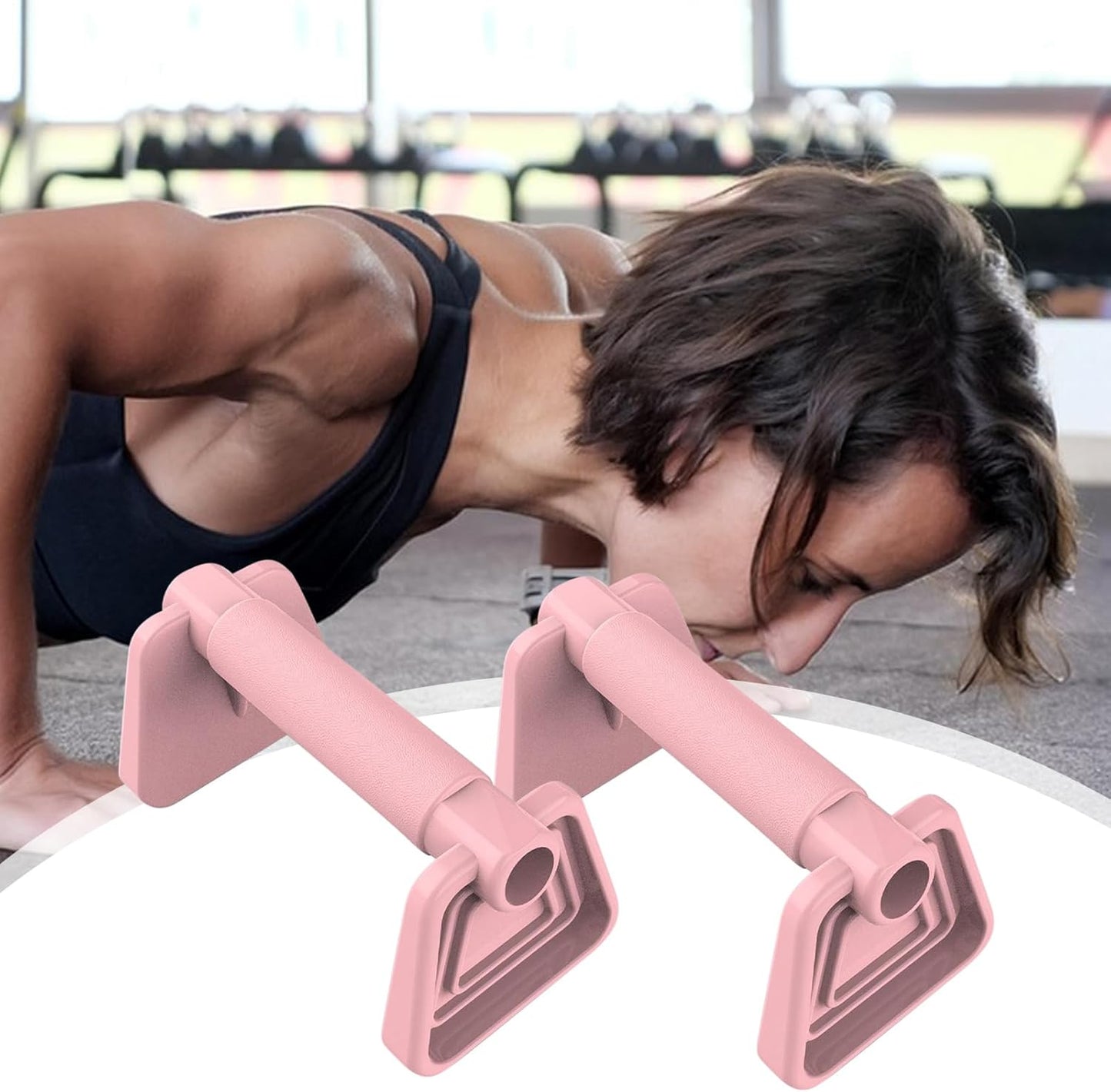 Push Up Bar, Strength Training Equipment, Push-Up Exercise Equipment, Portable for Home Gym, Floor Workouts, Men & Women Fitness, Gym Gear, Black, Pink, 5.71 Inches