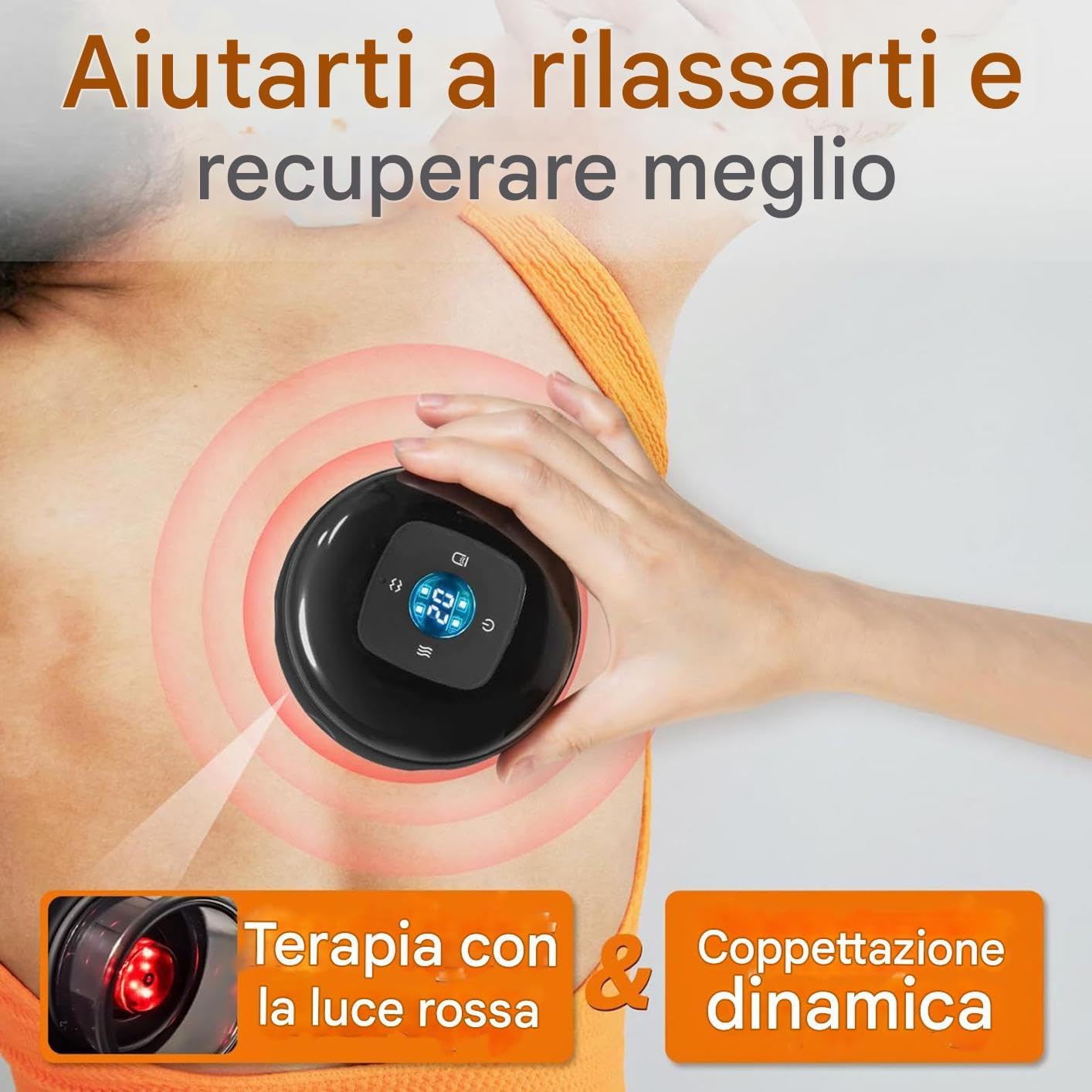 Unità di coppettazione EL - Massaggio di accoppiamento ricaricabile elettrico per il recupero | Strumento multifunzionale regolabile per muscoli, alla schiena e cura postpartum, per